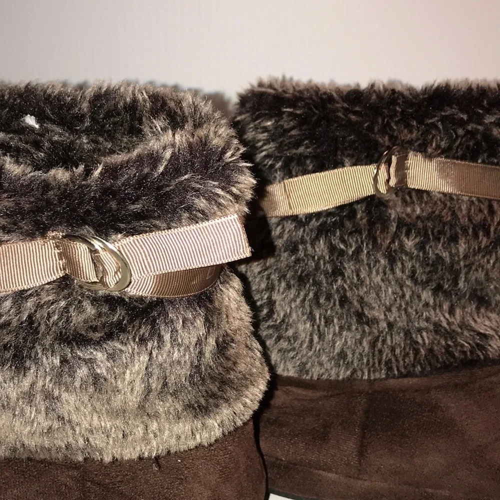 Aerosols Brown Faux Fur Ankle Boots size medium NEW